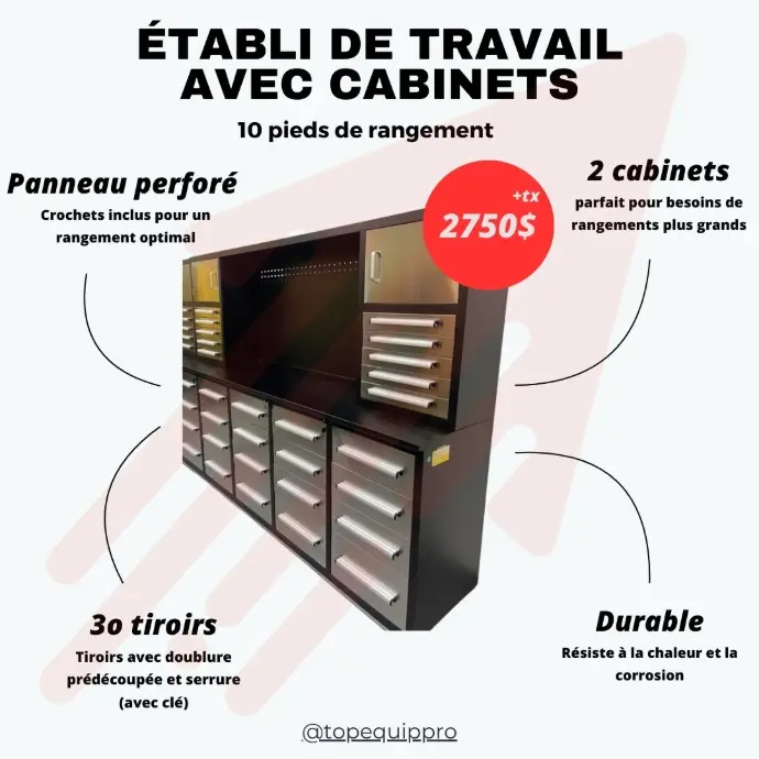 Établi de travail avec cabinets