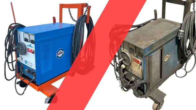 Before and after refurbishment of construction equipment - TopEquip quality process