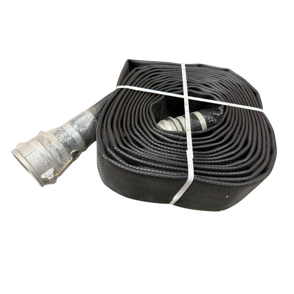 Boyau de renvoi en PVC 3po x 50pi avec raccords à came en aluminium 150 PSI - Noir