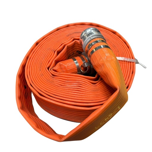 PVC Layflat Discharge Hose 3in x 50ft with Aluminum Camlock Fittings 150 PSI - Orange